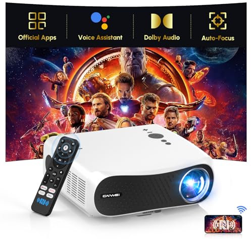 4K Ultra HD Google TV Projector for Daylight Viewing,2025 Upgrade 2200 ANSI Daytime Projector with WiFi6 Bluetooth5.4 NFC Dolby Auto Focus for Bright Room Home Cinema Bedroom,Ceiling Mounted