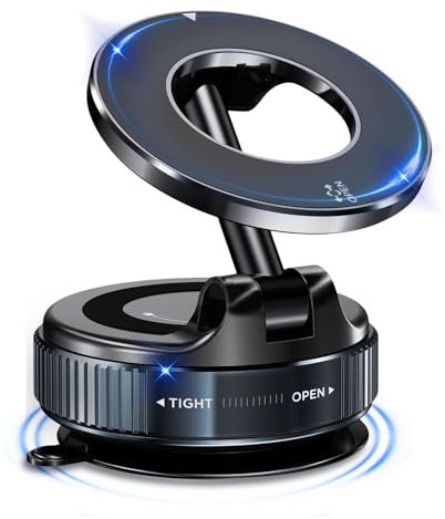 PIWOSGOL Support Téléphone Voiture Magnétique Ventouse, Porte Telephone Voiture Réglable à 360°, Compatible avec iPhone 16/15/14/13/12- pour Voiture/Miroir