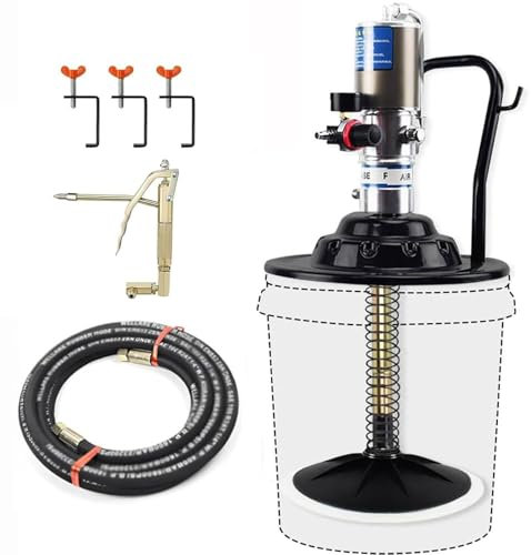 GHRERTX Druckluft-Fettpumpe, 60:1 pneumatische Fettpresse mit 12,5 Fuß Ölauslassrohr und 360°-Fettpresse, 0,85 l/min Druckluft-Fettpumpe mit 2 Kupplungen, for 5-Gallonen-Eimer