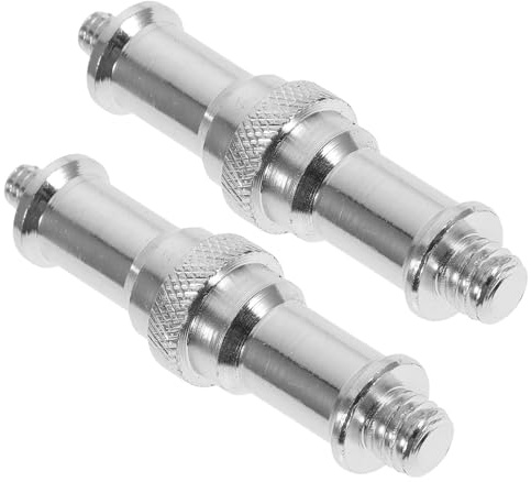 Gewindeschraubenadapter 1/4 zu 3/8 Aluminiumlegierung für Stative | 2 Stück, Handfest Montierbar, Silberfarben, für Kugelköpfe und Lichtstative, Robust