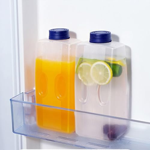 Jarra, jarra para frigorífico con tapa, 2 litros, transparente, 2 unidades, antigoteo, dispensador de bebidas con escala para té helado, agua, café, leche, senderismo, picnic, botella de zumo