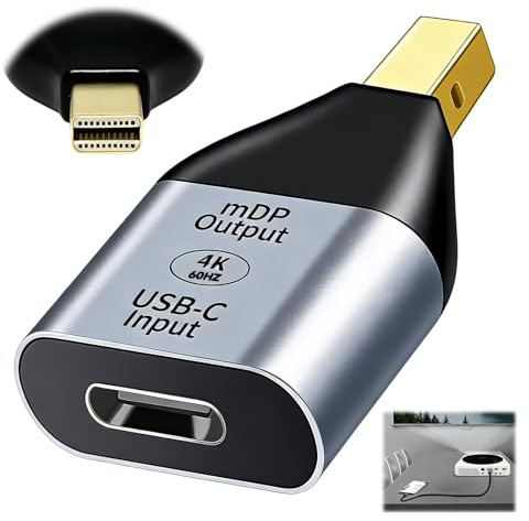 iwui Adaptador USB C a Mini DisplayPort 4K 60Hz para Monitor y HDTV | USB Tipo C Hembra a Mini DP Macho para Portátil y Teléfono con USB‑C (no admite la conexión de host Mini DP a monitor USB-C)