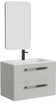 Vente-unique - Einzelwaschtisch Felna -L 79.4cm x B 45.5cm x H 55cm- MDF - grau