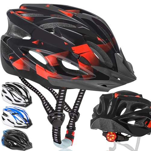 NXPZ Fahrradhelm für Erwachsene, Fahrradhelm Damen und Herren, mit LED-Beleuchtung (3 Modi), Leicht, Verstellbar, abnehmbares Visier, für Mountainbike und Rennrad, 58-62 cm