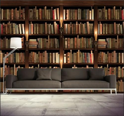 Retro Dreidimensional Bücherregal Bücherregale Bücher 3D Tapeten Tapete Luxus Home Esszimmer Fototapete Effekt Wohnzimmer Schlafzimmer Kinderzimmer-300cm×210cm