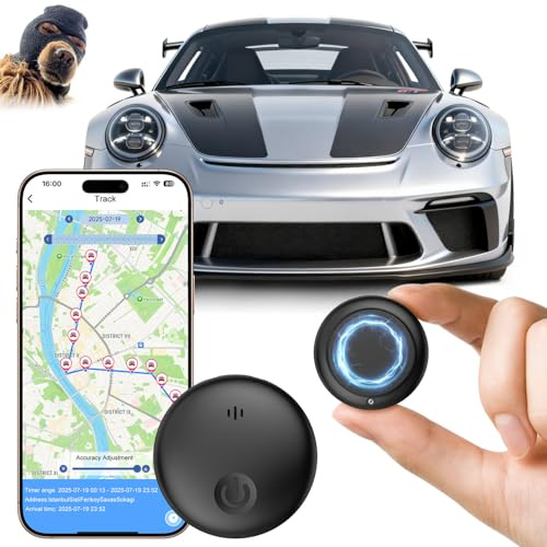 GPS Tracker Auto, Magnetischer GPS Tracker Auto Ohne ABO Kompatibel mit iOS und Android, 7-tägige Fahrzeugspur-Wiedergabe, IP67 Wasserdicht, Globale Positionsverfolgung, für Autos/Motorräder/Fahrräder