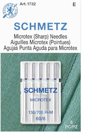 SCHMETZ Microtex Sharp Sewing Machine Needles - Quilting & Topstitching Supplies, Size 60/8, 5-Needle Card, Pack of 1