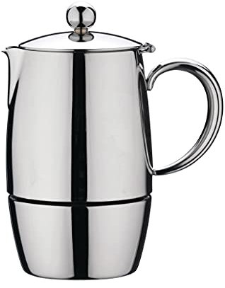 Café Stal BEC-06M Café Stål Bellux Gamma 18/10 Caffettiera per caffè espresso in acciaio inox stile classico, design in moka italiano, manici vuoti e freddi, 6 tazze (280 ml)
