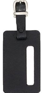 ALASSIO 43118 Kofferanhänger, Anhänger für Reisetaschen, Rucksäcke und Koffer aus Leder, Taschenanhänger mit Sichtfeld für persönliche Daten, Lederanhänger, Metallschnalle, schwarz, ca. 11,5 × 7 cm