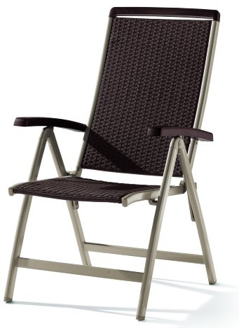 Sieger 948/C-M Klappsessel Bali, Aluminium, Vollkunststoff und Schnurgeflecht, champagner-mocca