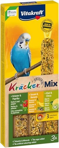 Vitakraft Vogelsnack Sittich Kräcker Mix Banane,Kräuter,Kiwi, 1x 3St