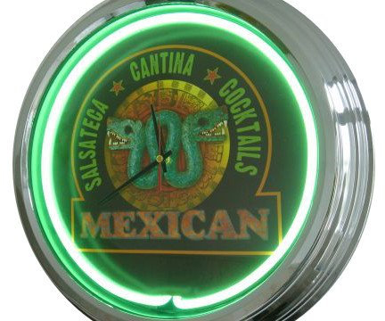 Neon Uhr Mexican Wanduhr Deko-Uhr Leuchtuhr USA 50's Style Retro Uhr Neonuhr