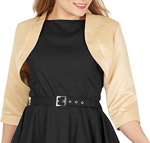 BlackButterfly Coprispalle Donna Raso Manica 3/4 Coreana | Collo Rialzato, Davanti Aperto, Da Infilare, Senza Chiusure, Matrimoni e Cerimonie, Taglie XS-5XL