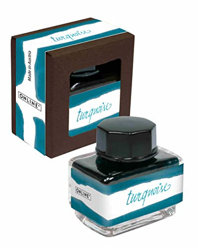 Turquoise Ink Bottle - 15 ml, Calligraphy Ink, Water-based, Perfect for Handlettering & Writing