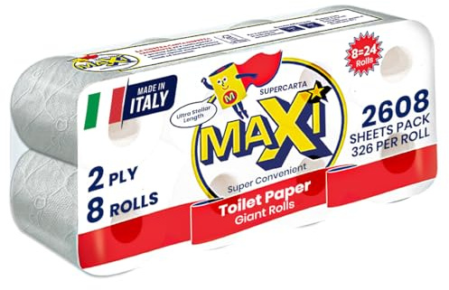 Maxi - Papier hygiénique, double voie, lot de 3 x 8 rouleaux géants (24 rouleaux)