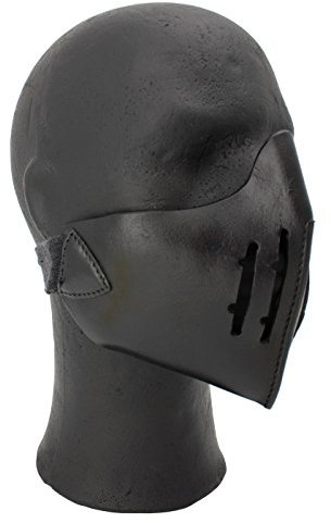 Epic Armoury Mempo Samurai Halbmaske aus Leder LARP Mittelalter Ritter Wikinger (Schwarz)