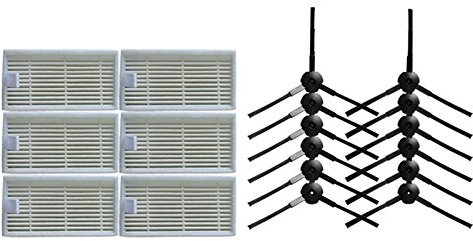 REFURBISHHOUSE 12x Spazzola Laterale 6X HEPA Kit Filtro per CHUWI ilife v5s v5 x5 ilife V3s v3s PRO v3l v5s PRO v50 aspirapolvere Robot ricambi
