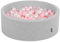 KiddyMoon Bällebad 90X30cm/200 Bälle ∅ 7Cm Bällepool Mit Bunten Bällen Für Babys Kinder Rund, Hellgrau:Rosa/Perle/Transparent
