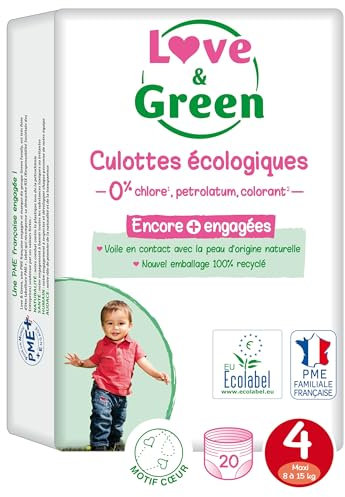 Love & Green - Gesunde und umweltfreundliche Windeln, 4er Pack G6Grün, Taille 4 (Lot de 80)