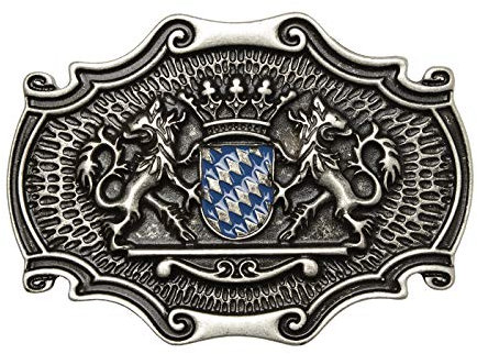 Tini - Shirts Bayern Löwen - Bayern Wappen blau/weiss Gürtelschliesse - Buckle/Gürtelschnalle Tracht : Landeswappen - Grösse ca.: 8.5 x 6 cm