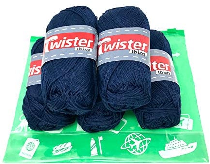 Handstrickgarn Häkelgarn Baumwollgarn Stricken Haekeln Basteln 5x50g Fb.59 marine inkl.Zippbeutel