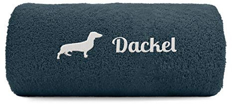 siviwonder Dackel Handtuch Pfoten Hundemotiv Stickerei Deluxe Farbe Dark Grey