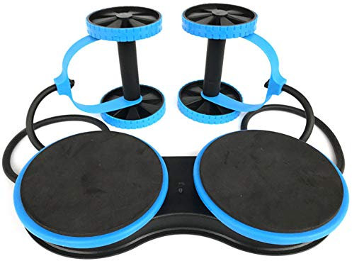 GITVIENAR Fitnessgerät Multifunktionale Bauchtrainer Bauchmuskeltrainer mit Zwei Rädern und 2 Gummiband Beintrainer Rückentrainer Ellbar Fußpedal Zugseil Knirscht