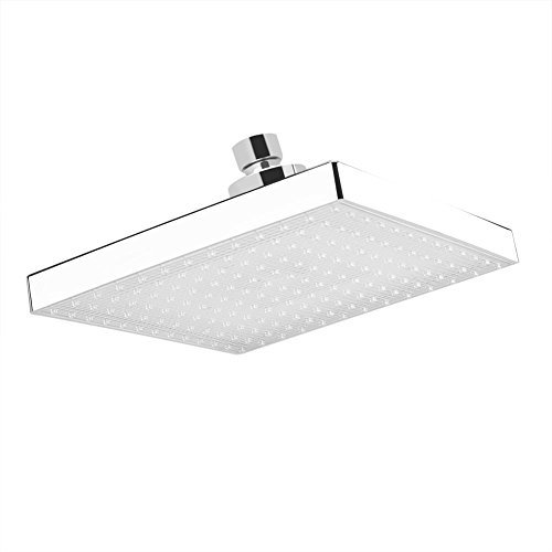 Alcachofa de Ducha LED Cuadrada, 8 Pulgadas, Cromo Ultradelgada, Alta Presión, 7 Colores Románticos