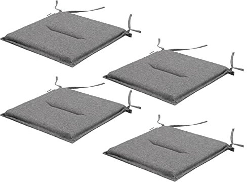 HOBBYGARDEN Stuhlkissen 4er Set – Sitzkissen Outdoor 46x45 cm, 4 cm dick | Outdoor Kissen Wetterfest für Garten, Balkon & Innenbereich – Graphit