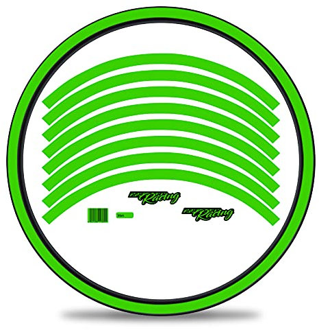 16-teiliges Set Felgenrandaufkleber Sticker für Fahrrad Felgen im Classic Design Komplett Set für 27 29 für Ebike Rennrad Mountainbike MTB Laufrad RX037 (Neon Grün, Matt)
