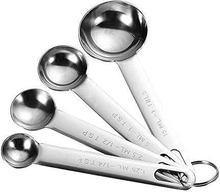 XINGSUI 4-teiliger Messlöffel, Edelstahl-Messlöffel, zum Messen von trockenem Pulver und Flüssigkeit sowie zum Backen