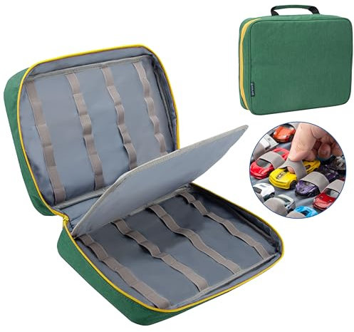 KISLANE Carrying Case for 48 Hot Wheels Cars, Kids Toy Cars Storage Case (Green)
