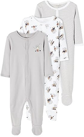 NAME IT Jungen NBNNIGHTSUIT 3P W/F Alloy Bear NOOS 13194783, Alloy, 80