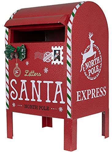 Christmas Paradise Weihnachtlicher Deko Briefkasten aus Metall 34cm Rot Weihnachtsmann Mailbox