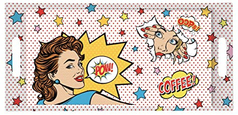 Pop Art Tablett aus Melamin, 40 x 19 cm