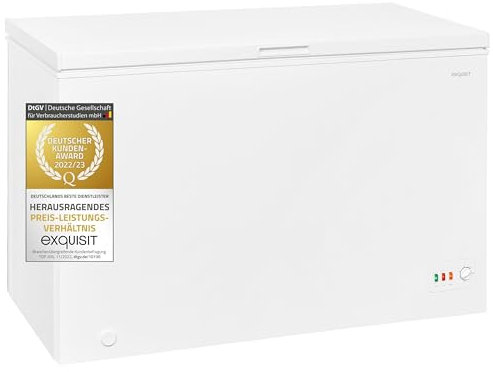 Exquisit® Congelador Horizontal, 300L, Clase D, Color Blanco, Tecnología No-Frost, Control de Temperatura, 2 Cestos, Rumorosidad 41 dB(A), Consumo 185 kWh/año, Medidas 85x128,5x69,6 Cm.