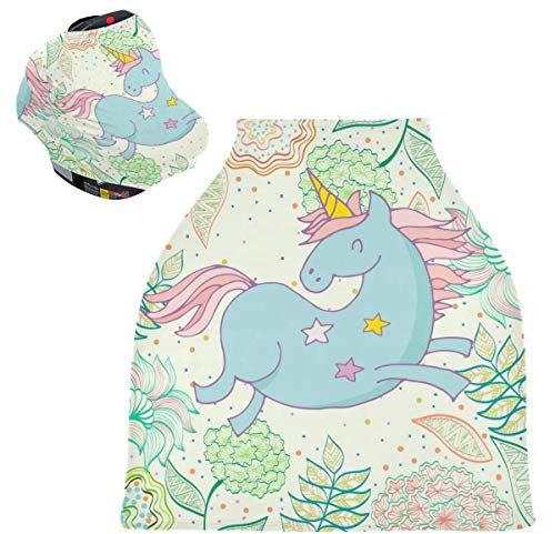 Flor De Arte Unicornio Cubierta de Lactancia Materna Asiento de Bebé Cubierta de Cochecito Transpirable Carros de La Compra Cubierta para Niños Niñas