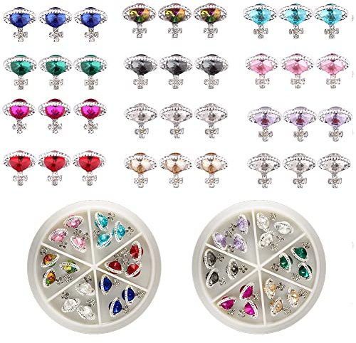 Benuomi 36 piezas de abalorios para uñas, arte de uñas, diseño de planeta 3D, decoración de uñas de Saturno, diamantes de imitación 3D, cristales de uñas con caja para mujer, decoración de uñas,