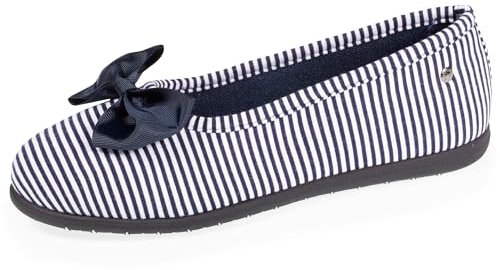 Isotoner Chaussons pantoufles Ballerines femme souples, ultra confortables et légèrs, 39 EU, rayures