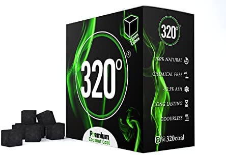320° - 2kg Carbón de Coco (27mm Cubo) Natural para cachimba Shisha, narguile & barbacoas