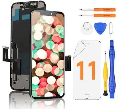 Yodoit Display für iPhone 11 LCD Bildschirm Ersatz 6,1 Zoll 3D Touch Digitizer Montage Glas Touchscreen Ersatz mit Reparatursatz, Kompatibel für Modell A2111, A2223, A2221