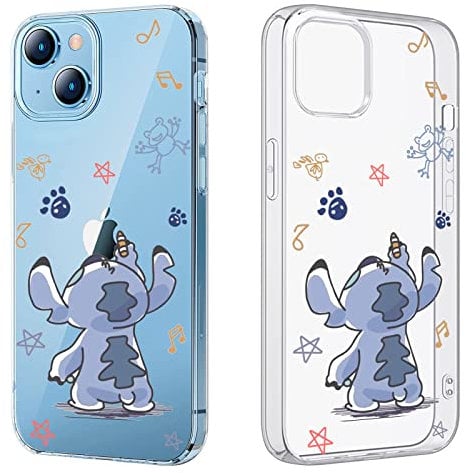 Cute Case Compatible for iPhone 14 Plus (6.7 Inch) for Women Girls Kids,Clear Case with Funny Anime Kawaii Big Ear Blue Dog Pattern Design Slim Soft Silicone Protection Phone Cover for iPhone 14 Plus