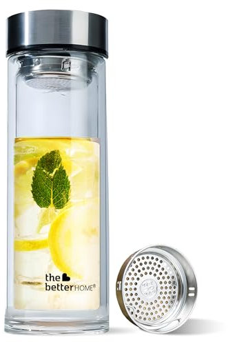 The Better Home Borosilicate Glass Water Bottle with Infuser (450ml (Double Walled))