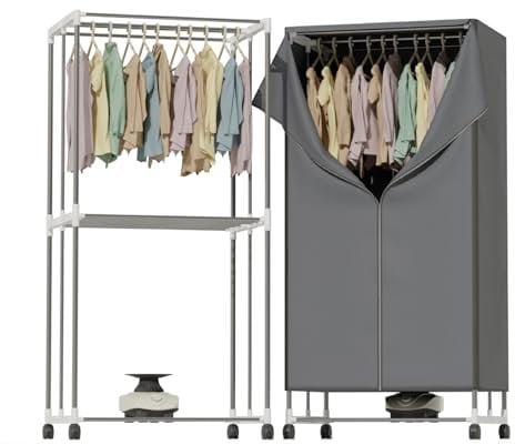DMD® | Hang-n-Dry 1000W Heated Electric Clothes Dryer | 2-Tier | Energy-Efficient | Indoor Airer Wet Laundry Drying Horse Rack | 180 Minutes Timer | 15KG Load Capacity | DMDED1, Grey