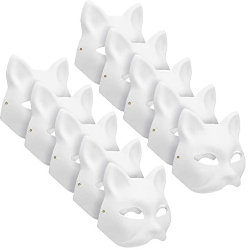 Toyvian 10 Stücke Katze Maske Maske Tiermaske Halloween Maske Für Erwachsene Weiße Katze Maske Handbemalte Gesichtsmaske Tier Party Cosplay Kostüm