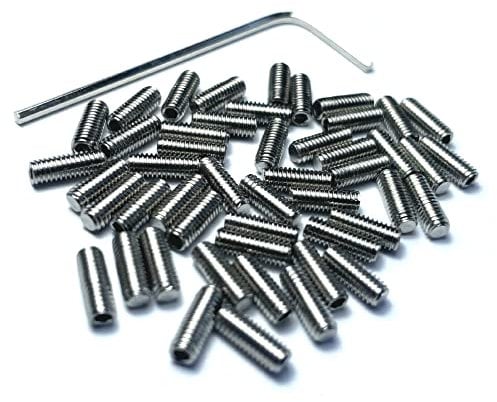 ZDingTech 50pcs M3 x 8mm 304 Stainless Steel Guitar Bridge Saddle Height Adjustment Screws for Fender Stratocaster Telecaster with 1.5mm Wrench,Set Grub Screws Hex Allen Head Socket Set Screws Bolts