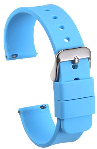 sourcing map Bracelet de Montre Silicone 14mm Largeur Souple Dégagement Rapide Caoutchouc Remplacement Montre Bande avec Inox Acier Boucle pour Homme Femme, Léger Bleu