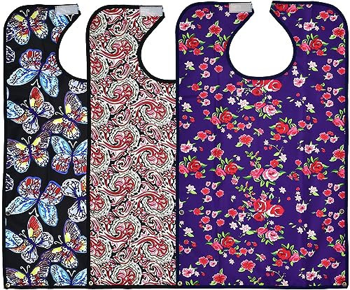 Celley Lätzchen für Erwachsene für Frauen und ältere Menschen, wiederverwendbar und waschbar, mit Auffangbeutel