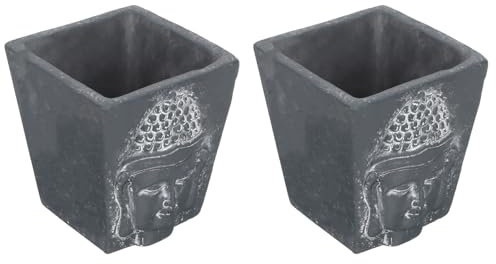 2 Stück Zement Buddha Kopf Pflanztöpfe – Kreative Sukkulenten Blumenkübel Für Tischdekoration Und Heimgebrauch