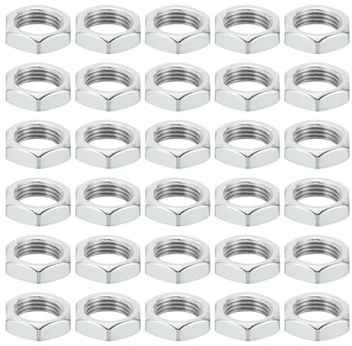 PATIKIL M16x1.5 Acero Hexagonales Tuercas, 30 Paquete Métrica Rosca Galvanizado Acabado Herraje Tuercas Tornillo Perno Sujetadores para Lámparas Maquinaria Reparación 7mm Altura